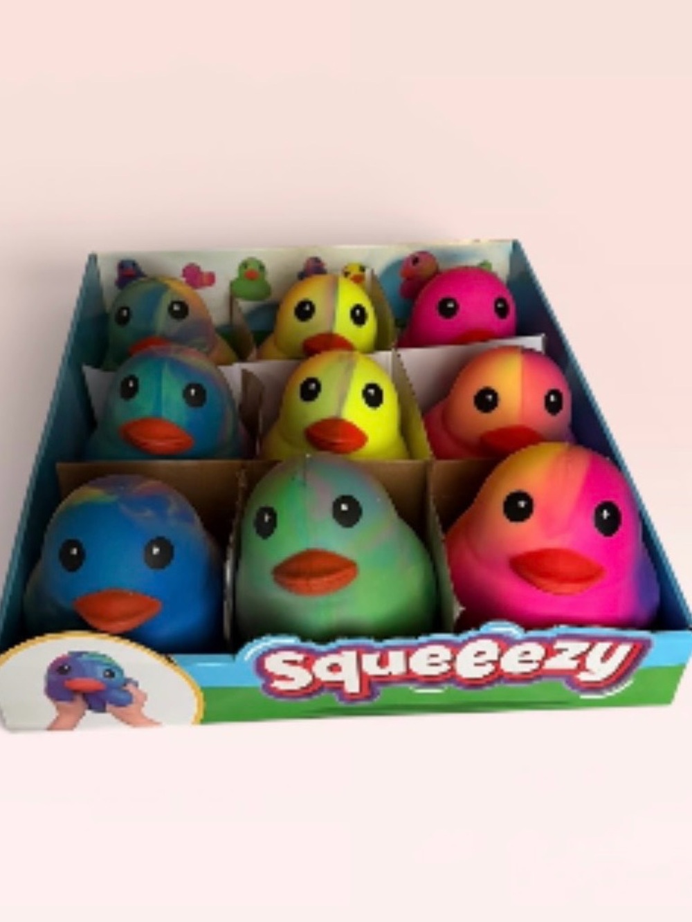 Gund Squeezy Multicolor Rubber Duck Yellow, Blue, Pink, Green, Purple squishy